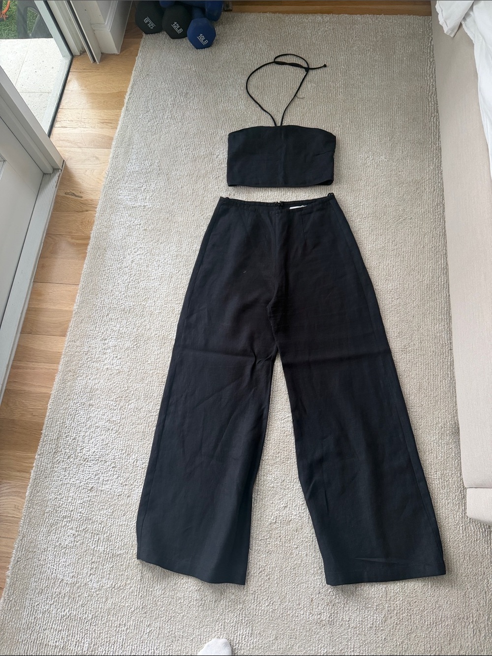 Faithfull the Brand Black Wide-Leg Linen Blend Pants